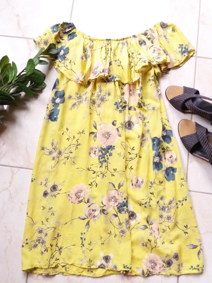 Sárga Virágos mini ruha, tunika