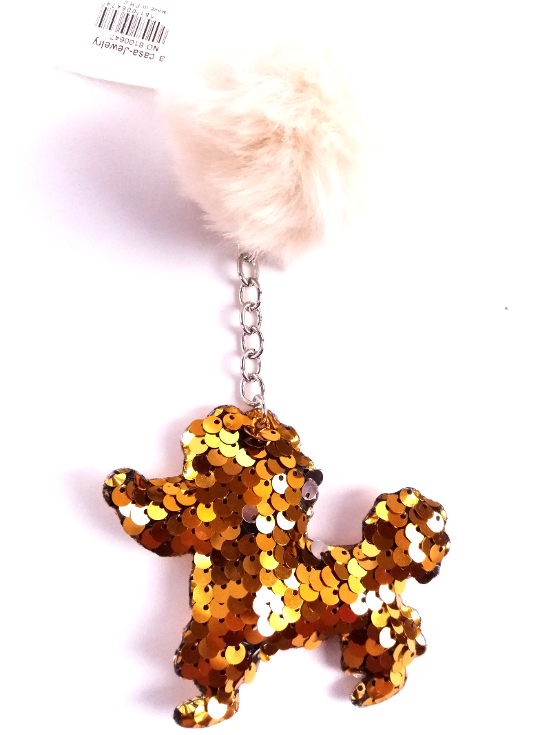 Flitteres uszkár kulcstartó arany színű 