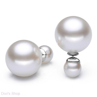 Dior stílusú dupla gyöngyös fülbevaló ezüst színű