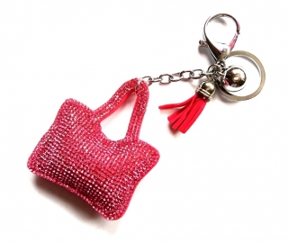 Pink táska kristályos kulcstartó